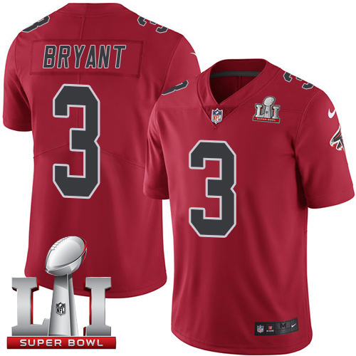 Nike Falcons #3 Matt Bryant Red Super Bowl LI 51 Men's Stitched NFL Limited Rush Jersey - Click Image to Close